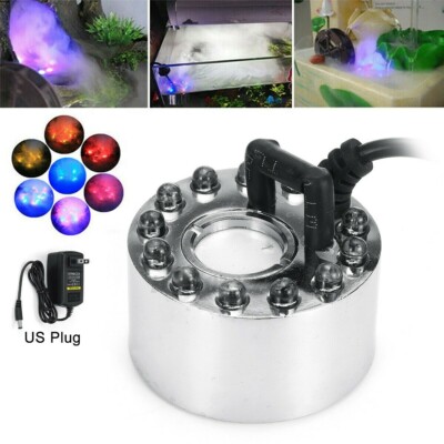 Ultrasonic Mist Maker 12 LED Light Fog Machine Fountain Aquarium Fogger Mister