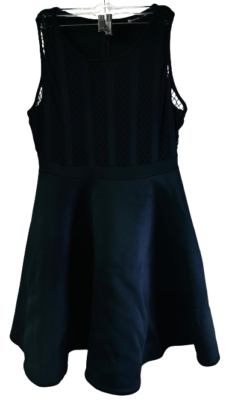 fashion to figure black dress Fashion To Figure Women's Sleeveless Mesh Bodice Flare Dress Black Plus  Size 1