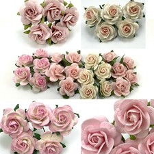 1"/2.5cm Mulberry Open Roses Paper flower Wedding Scrapbook Craft R6-4/PINK-C 