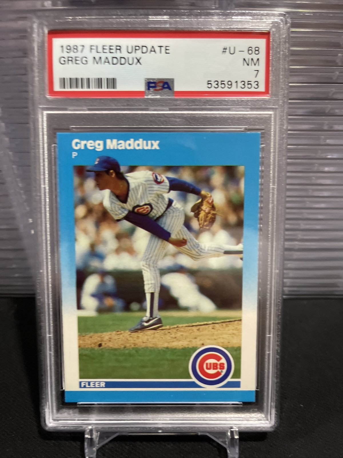 1987 Fleer Update #U-68 Greg Maddux RC PSA 7 Cubs, Braves, MLB HOF Cy Young