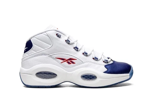 Unisex Reebok Question Mid-Basketballschuhe weiß/blau Gr. UK 4,5 EU 36,5 #496