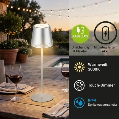Akku-Leuchte Briloner LED Chrom-MattDimmbar Akku-Lampe - Bild 1 von 4