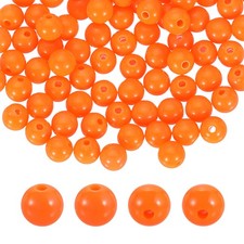 200pcs Orange Acrylic Round Beads 8mm Plastic Resin Loose Bead