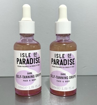 2X Isle of Paradise Dark Self-Tanning Drops Face & Body 1.69fl.oz READ