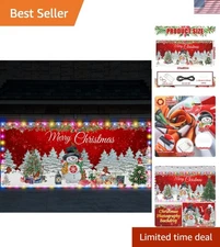 6.4x16 ft LED Christmas Garage Door Banner - Vibrant Snowman Design Decor