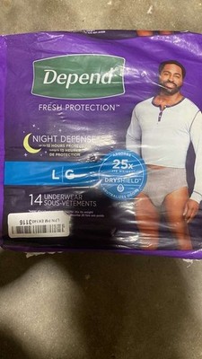 DEPENDS Night Defense Men s L/G  14 Count