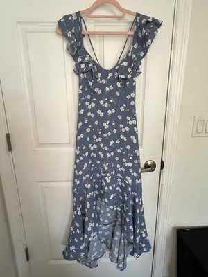 Altar'd State Women's Floral Rosalia Fit Flare Maxi Dress Blue, Size Small