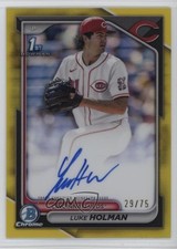 2024 Bowman Draft Chrome Prospect Yellow Refractor 29/75 Luke Holman Auto 1ej4