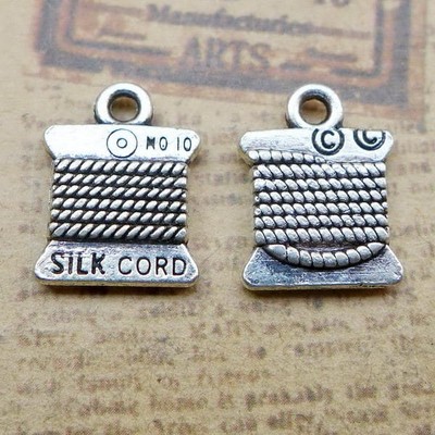 15 oder 40 Stck. Antik Silber Seide Kordel Spule Faden Charm Anhänger JHS61