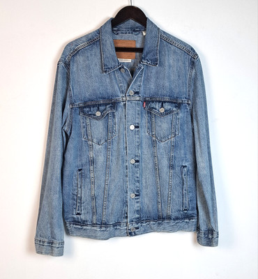 Levi 's Premium Big E Blue Denim Trucker Jeansjacke Large