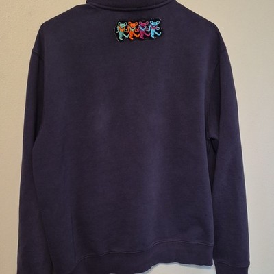 J.Crew Grateful Dead Navy Full Zip Sweatshirt  Dancing Bears Graphic L Retro