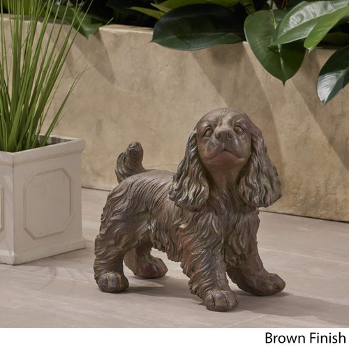 Christopher Knight Home Messiah Outdoor Cocker Spaniel Dog Garden Statue Brown - Afbeelding 3 van 8