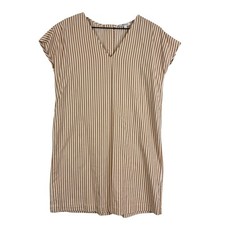 Madewell Back Button Down Mini Shift Dress Beige Stripe - M