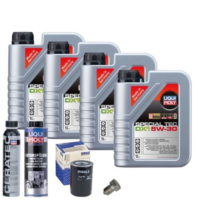 Motoröl 5W30 LIQUI MOLY 4L+MAHLE Ölfilter+Spülung+Cera Tec+Ölablassschraube