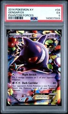 2014 POKEMON XY PHANTOM FORCES #34 GENGAR EX PSA 5