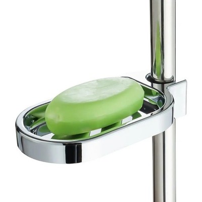 Silber Seifenschale für Dusche Steigstange verstellbar Schieber Seifenhalter Ablage Gadget