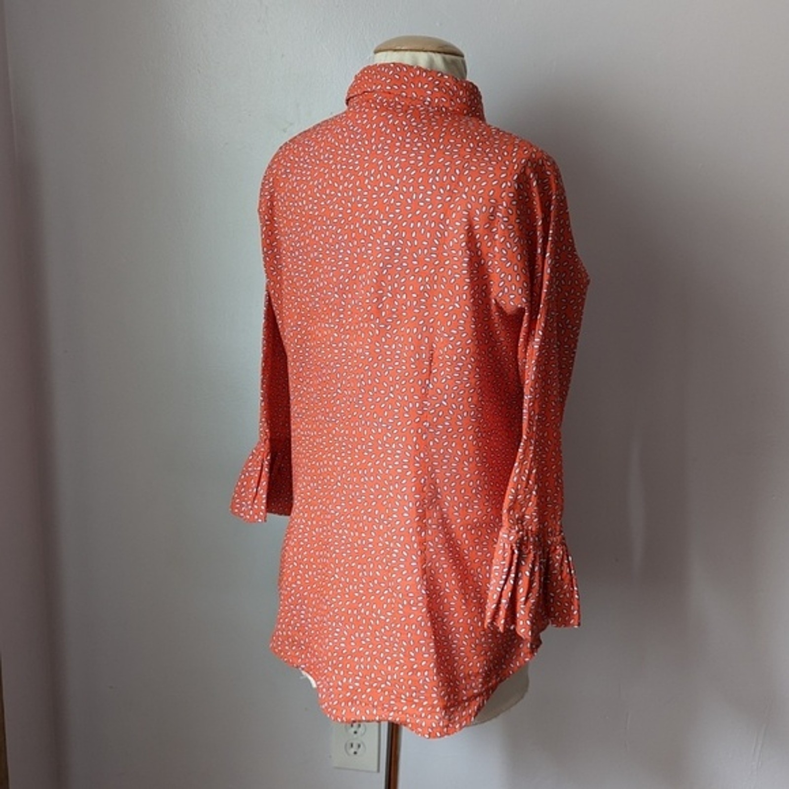 Orange Dot Ruffle Sleeve Button Down By Gretchen … - image 4