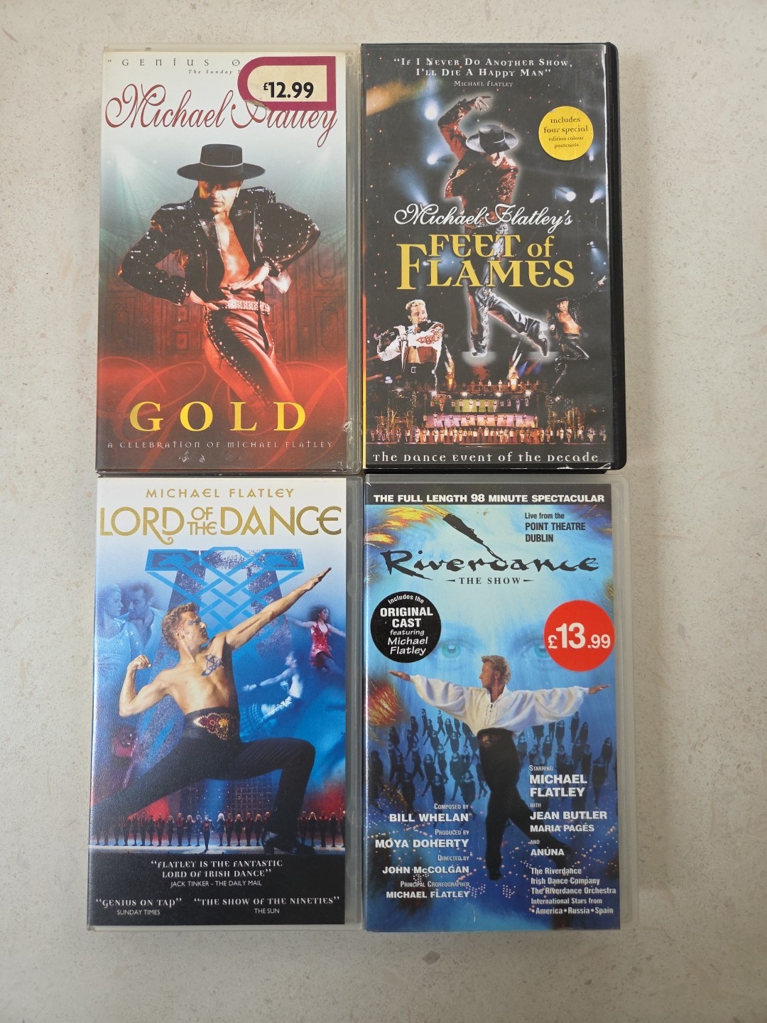 4x MICHAEL FLATLEY LORD OF THE DANCE VHS VIDEO CASSETTE TAPES Gold Riverdance
