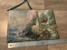 Vintage Book Bible Cloth Cover Lighthouse Church Fabric