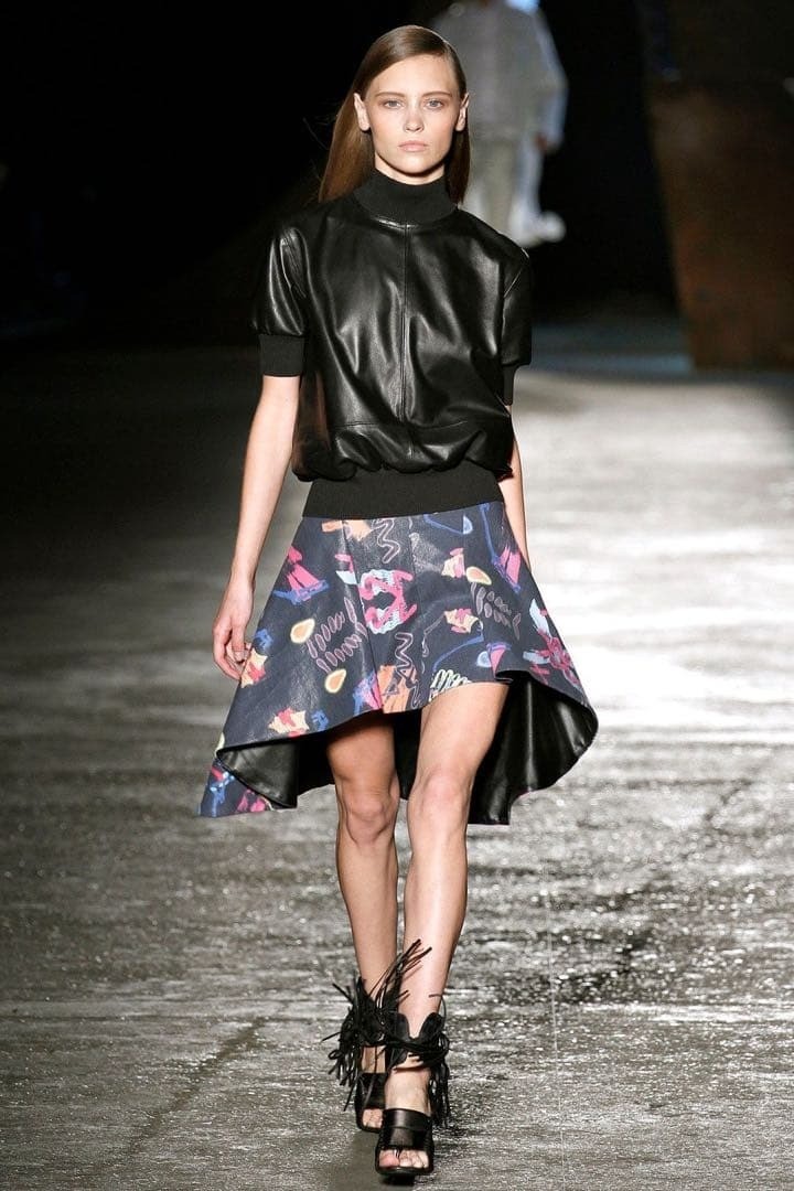 DIESEL BLACK GOLD Black Leather Fringe Chunky Heel Boots Sandals Size 37 Japan thumbnail 15