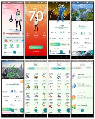 Pokemon P T C Valor 70 - 500+ Shinies, Legendaries High CP - Check Desc  (Af13)