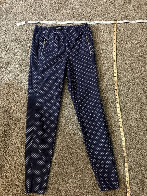 Soho Apparel Ltd Womens Pants Size 4 Navy Blue Polka Dot Pull On Stretch Skinny