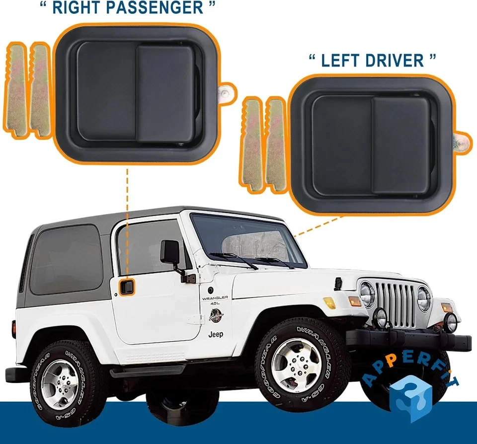 Exterior Door Handles W/Keepers Compatible with Jeep Wrangler YJ TJ 1991-2006 wi Foto 3 de 4