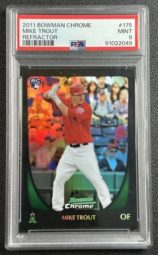 MIKE TROUT PSA 9 2011 BOWMAN CHROME #175 ROOKIE REFRACTOR RC ANGELS 2049