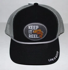 NWT Life is Good Fishing "Keep It Reel" Mesh Adult Trucker Hat Cap Adjustable