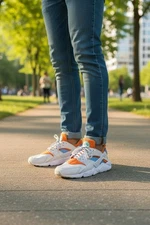 Nike Air Huarache Shoes White Orange DX2345-100 Men's Sizes 9.5