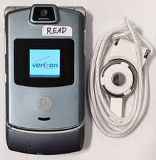 Motorola RAZR V3m - Gray and Silver  Verizon  Cellular Flip Phone - READ