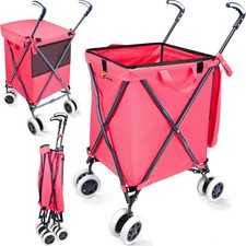 Wellmax WM99100PK Folding Shopping Cart Pink - 120 lbs
