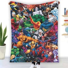 Marvel Heroes Characters Soft Warm Single-Side Printing Flannel Fleece Blanket