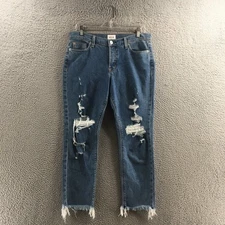 Hudson Luxe Crop Riley Relaxed Straight Jeans Womens 28 Blue Denim Button Fly