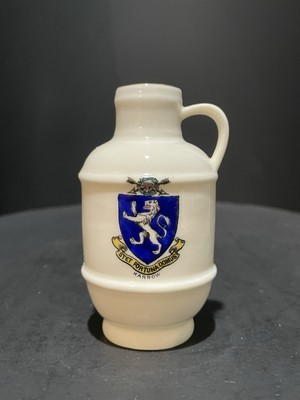 Antique W H Goss Porcelain Stet Fortune Domus HARROW China 3.5'' Mini Jug Crest 