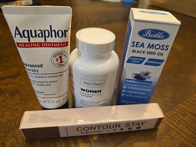 bundle lot Womens Products Vitamins  Probiotics Sea Moss Blk Seed Oil Aquaphor