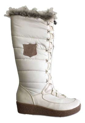 tall white snow boots