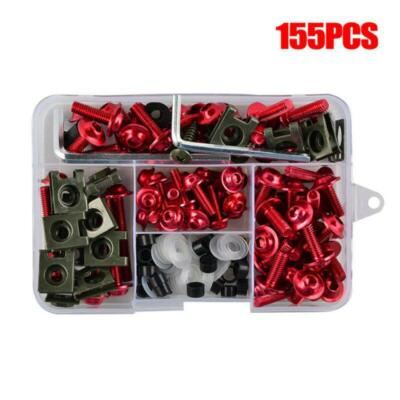 #ad #ad 155Pc Set Red Aluminum Motorcycle Body Work Fairing Fender Bolt Kit Washer M5 M6 $54.99