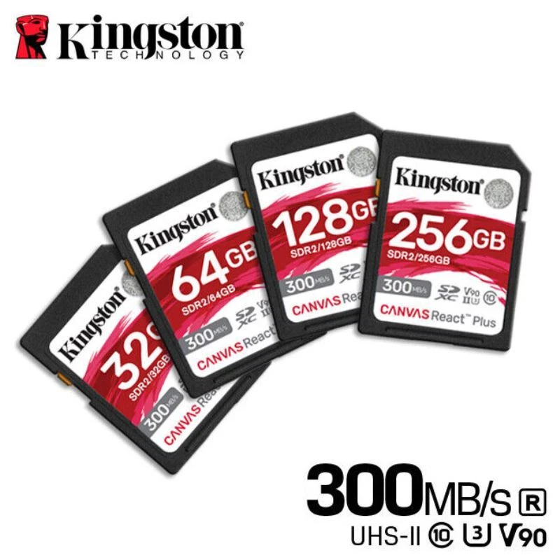 Kingston Canvas React Plus 32GB 64GB 128GB 256GB UHS-II C10 U3 V90 SDXC SD Card - Image 2 of 2