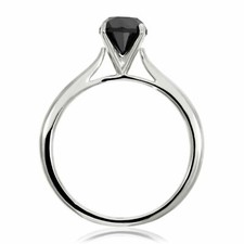 1.45 Ct 925-Silver AAA Black Diamond Marriage,Promise,Birth Gift Solitaire Ring.