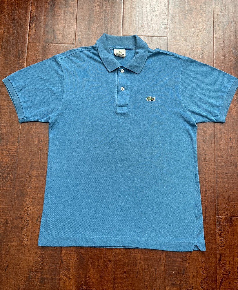Men Lacoste Polo Shirt Short Sleeve Top Tee Polos Button Front Blue Medium