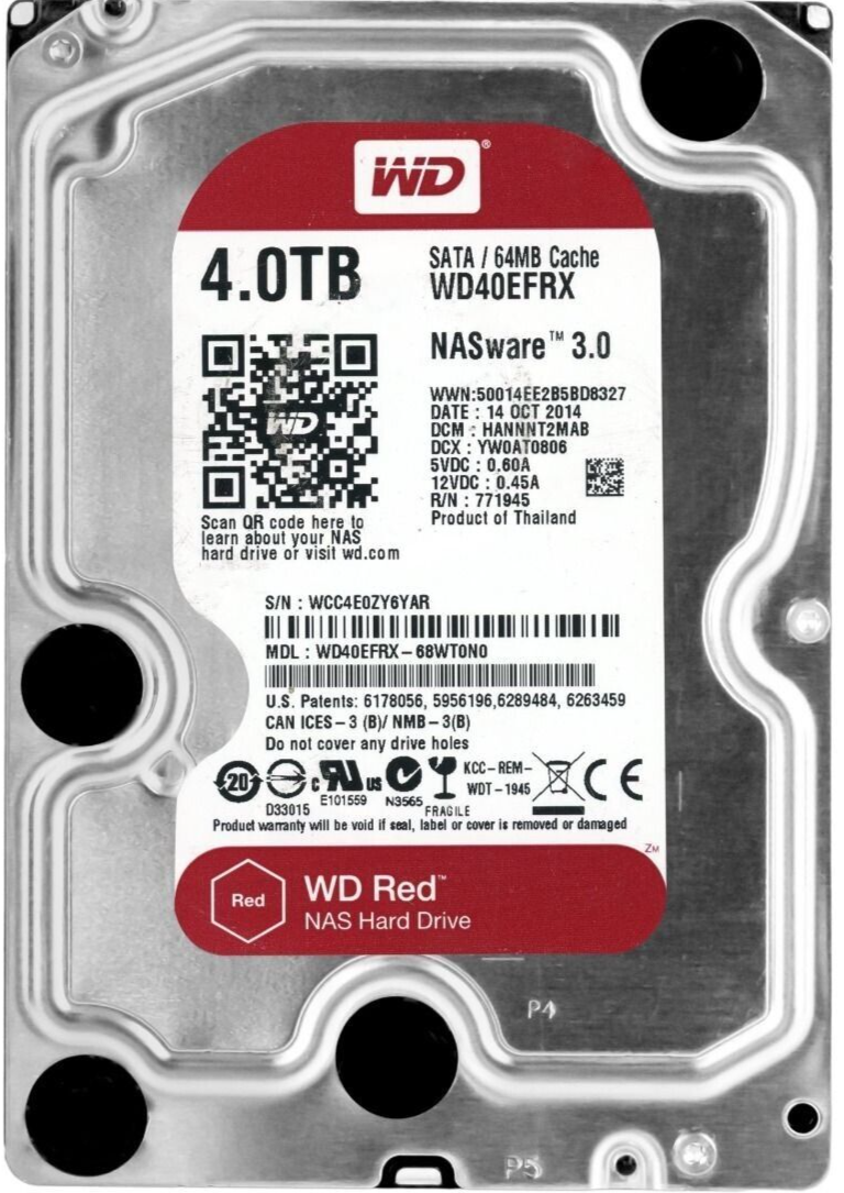 Western Digital WD40EFRX（3.5 HDD 4TB） Western Digital NAS 4TB Internal 5400 RPM 3.5 inch (‎WD40EFRX
