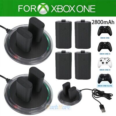 2 For XBOX ONE Controller Play Dual Charging Dock + 4x Rechargeable Battery  Pack