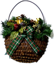 ADDOBBO NATALIZIO da APPENDERE 30x40cm CESTO con FRUTTA DECORLINE VINTAGE 1991