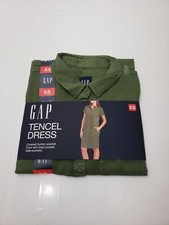 Gap Womens Dress Tencel Short Sleeve Collared Pockets Green Size XS NWT