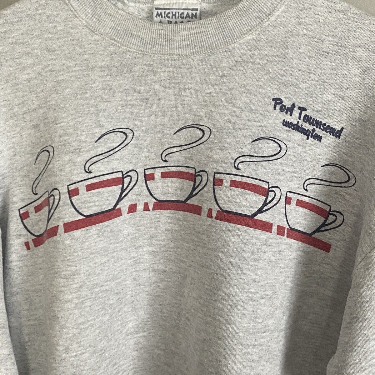 ⭐️レア⭐️ Vintage MichiganRag Co Chair Sweat VINTAGE MICHIGAN RAG CO Womens Gray Graphic Long Sleeve