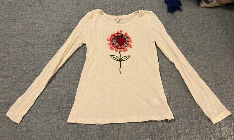 Mimi and Maggie girls M (10/12) long sleeve top Cream with multicolor flower