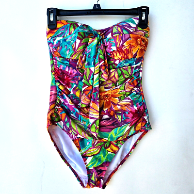 Ralph Lauren One Piece Bandeau Tie Style Swimsuit Floral/Tropical