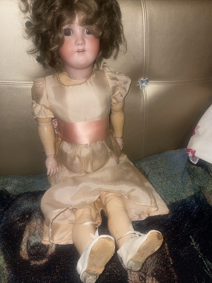 Antique German 28” Bisque Doll Heinrich Handwerk Simon Halbig Head