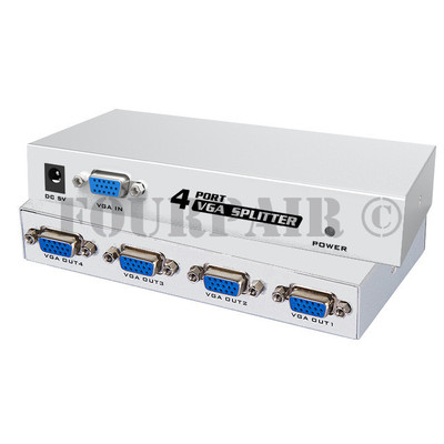 1x4 4 Port VGA XGA SVGA HD15 Video Splitter PC Laptop to TV LCD Monitor Display